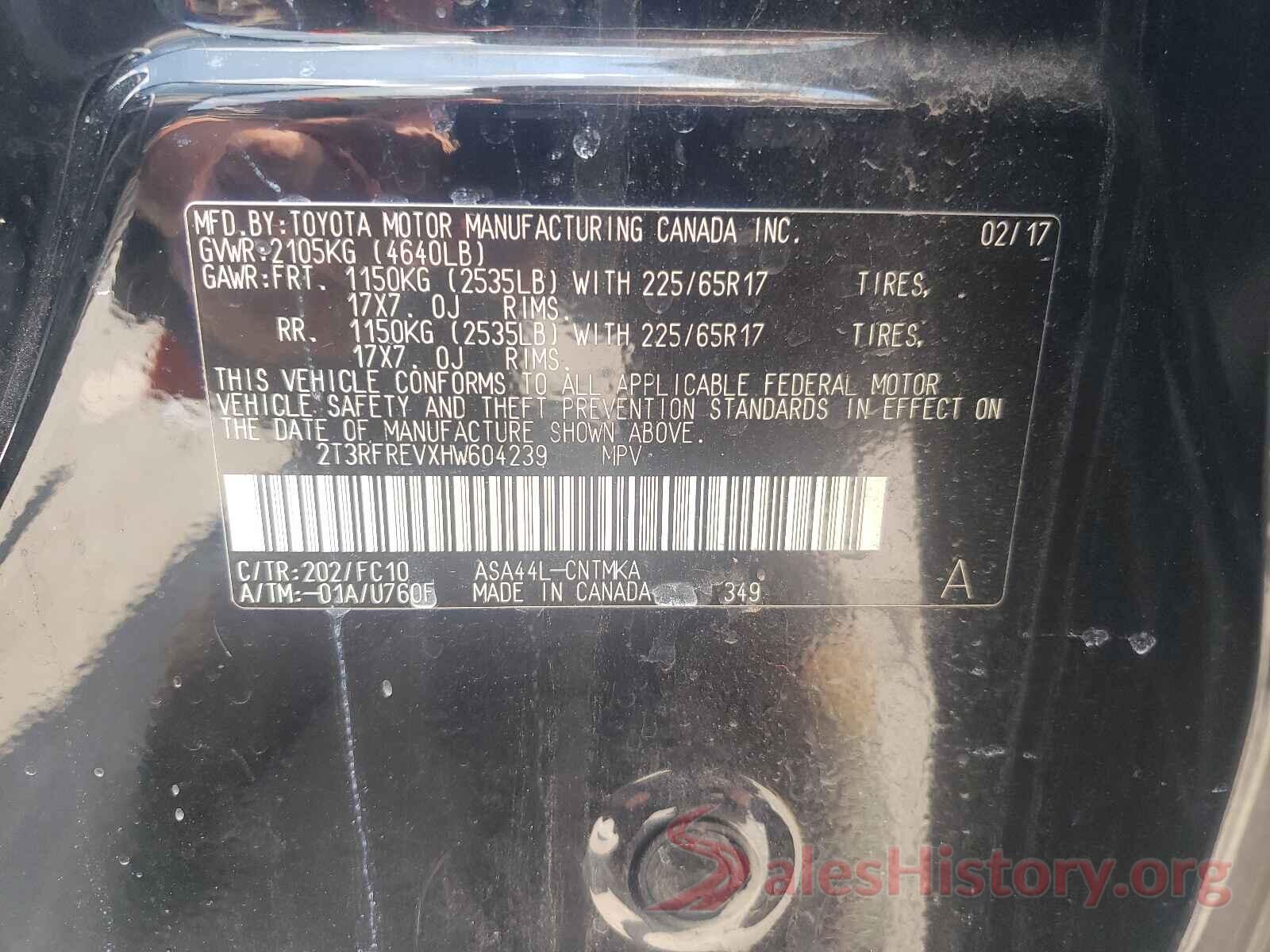 2T3RFREVXHW604239 2017 TOYOTA RAV4