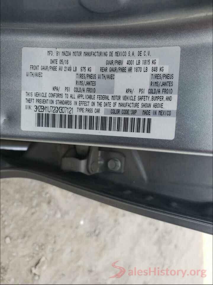 3MZBM1U72GM307121 2016 MAZDA 3