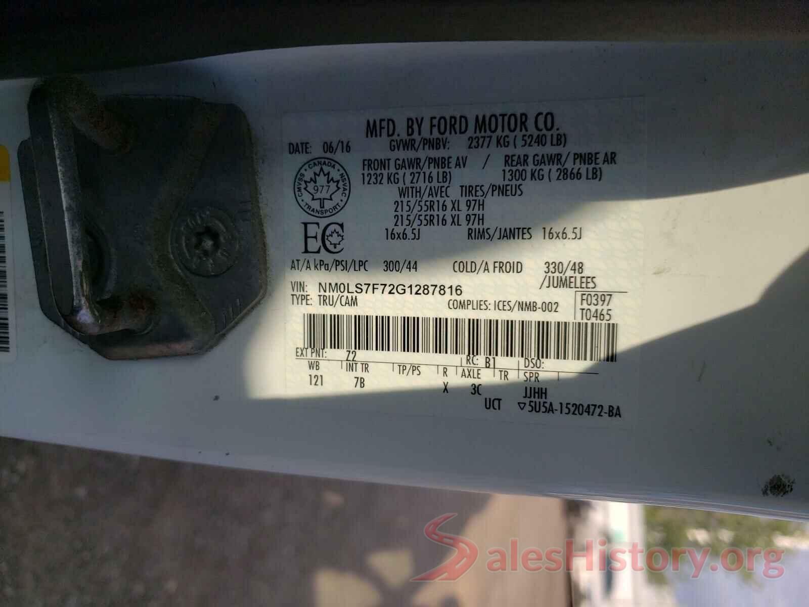 NM0LS7F72G1287816 2016 FORD TRANSIT CO