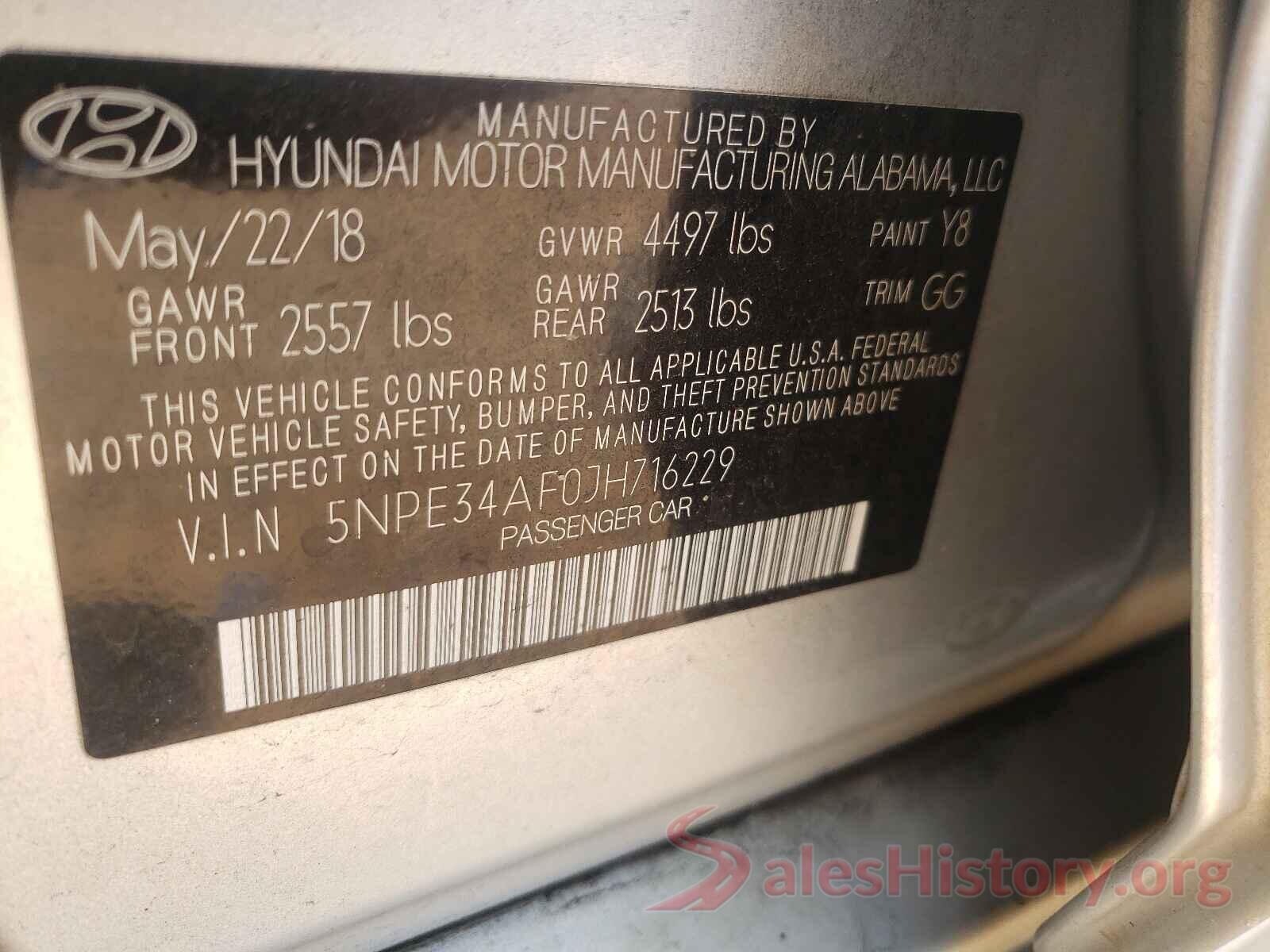 5NPE34AF0JH716229 2018 HYUNDAI SONATA