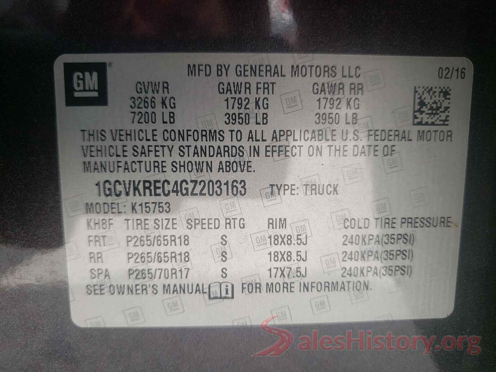 1GCVKREC4GZ203163 2016 CHEVROLET SILVERADO