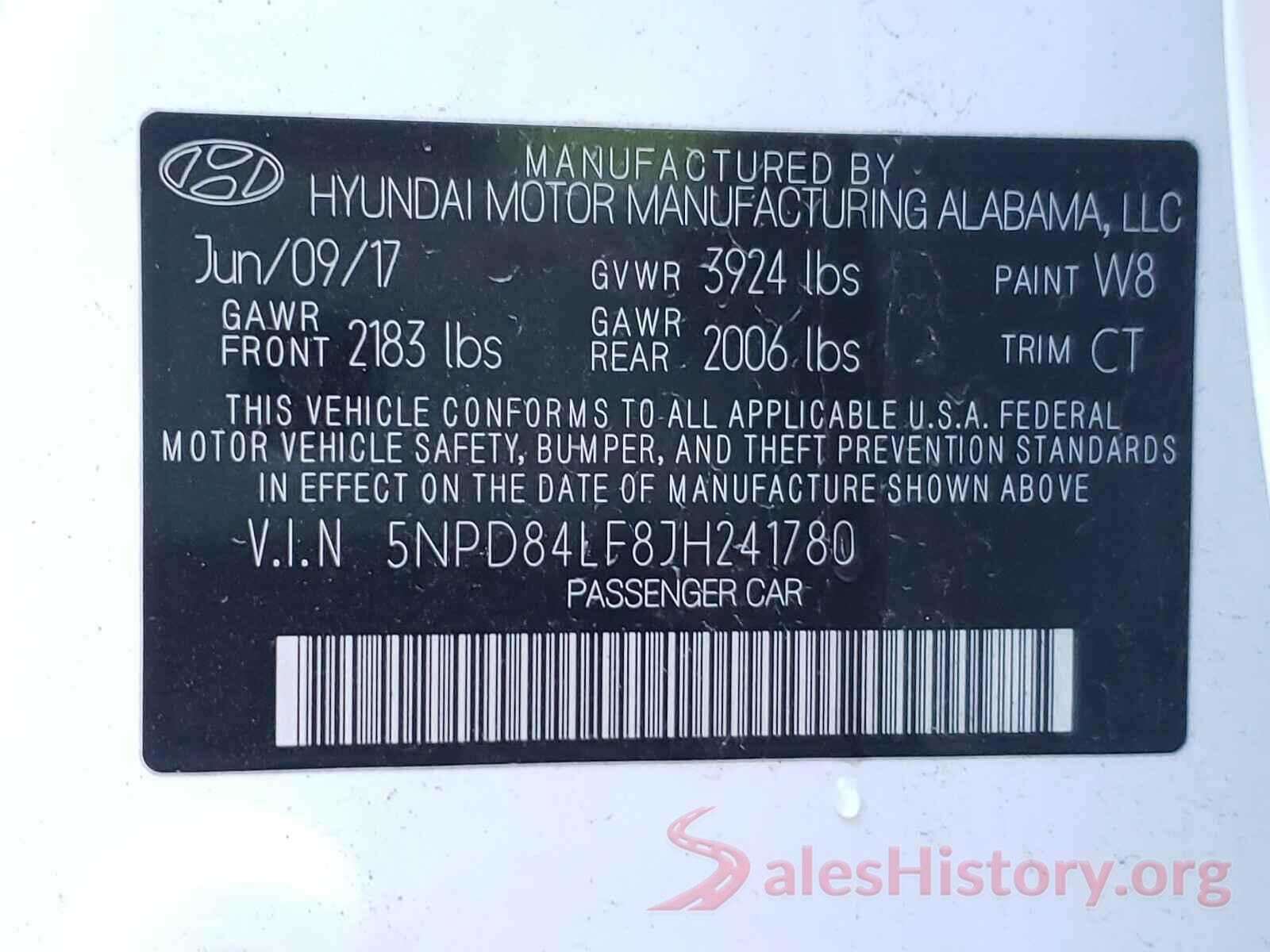 5NPD84LF8JH241780 2018 HYUNDAI ELANTRA