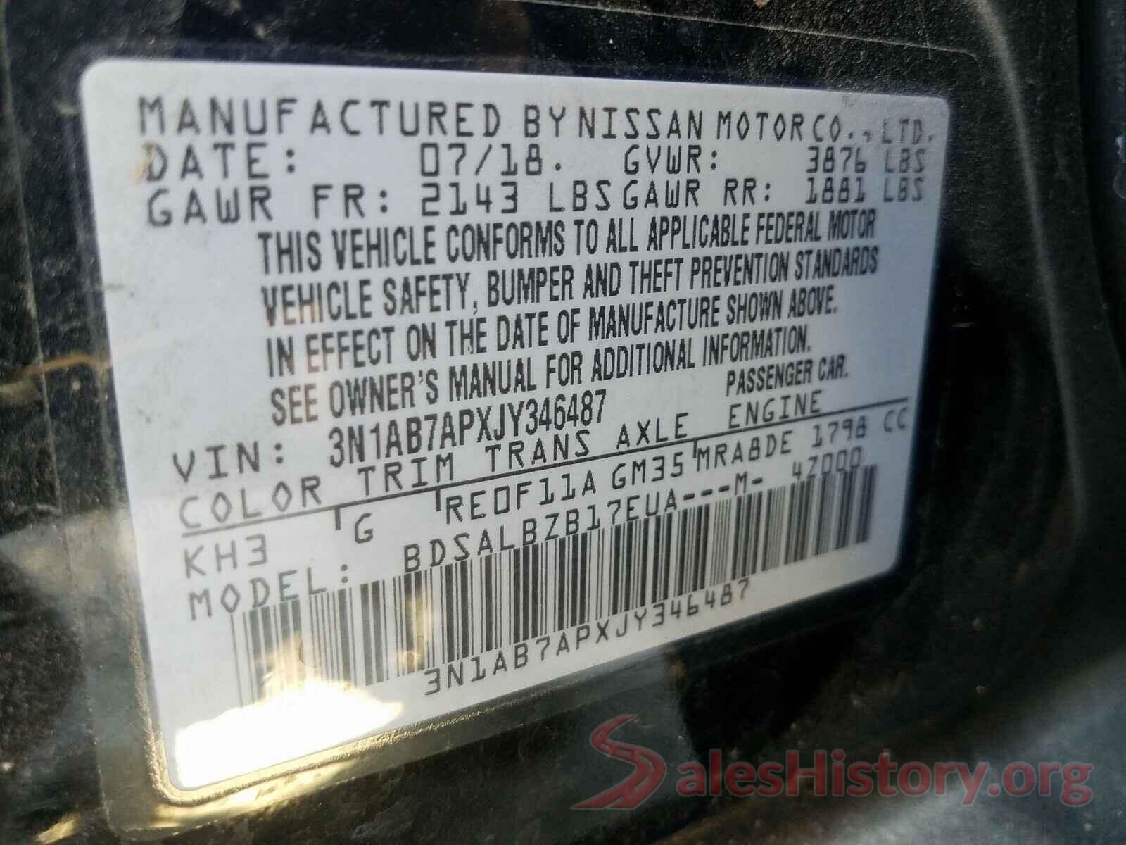 3N1AB7APXJY346487 2018 NISSAN SENTRA