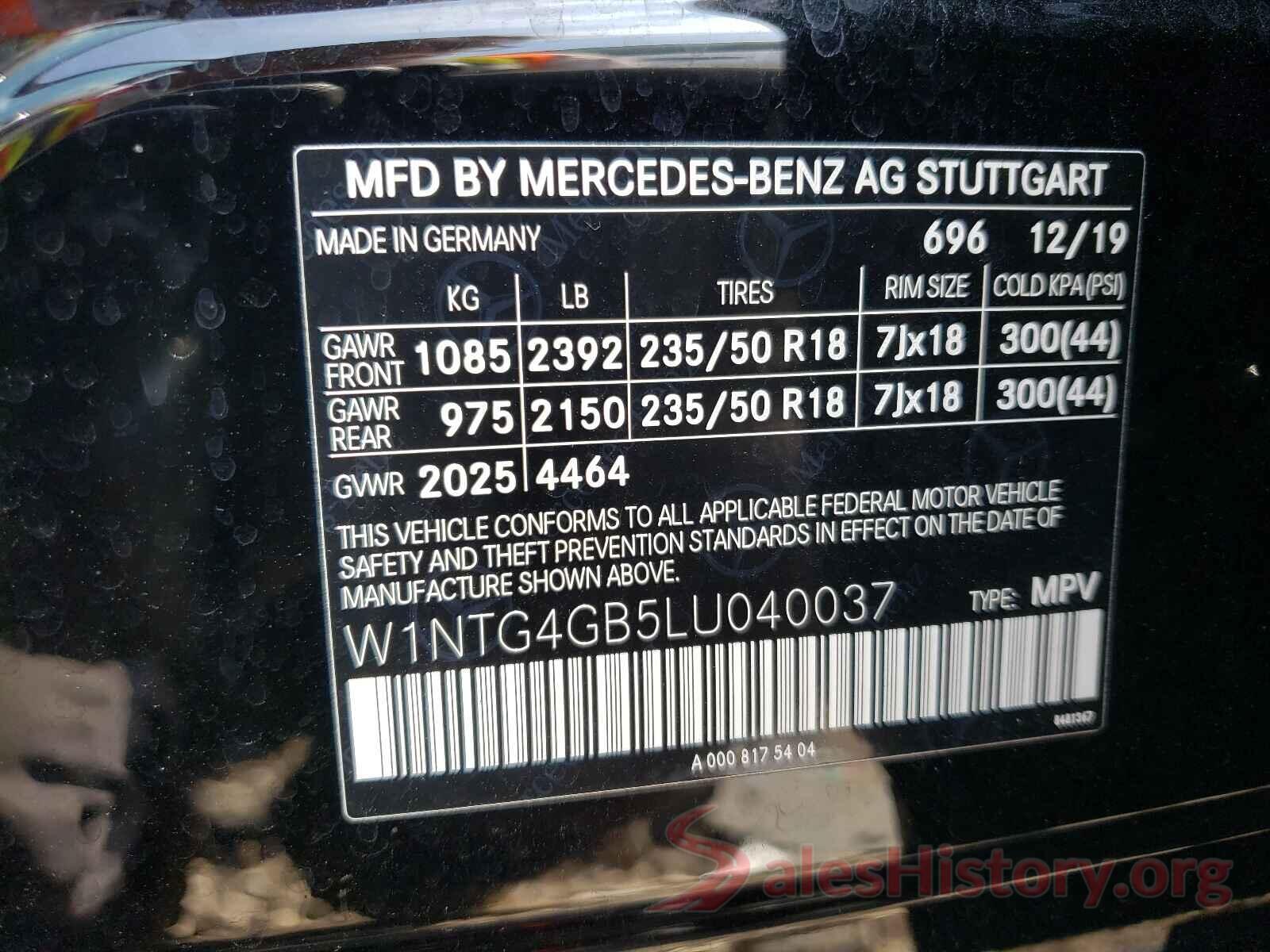 W1NTG4GB5LU040037 2020 MERCEDES-BENZ GLA-CLASS