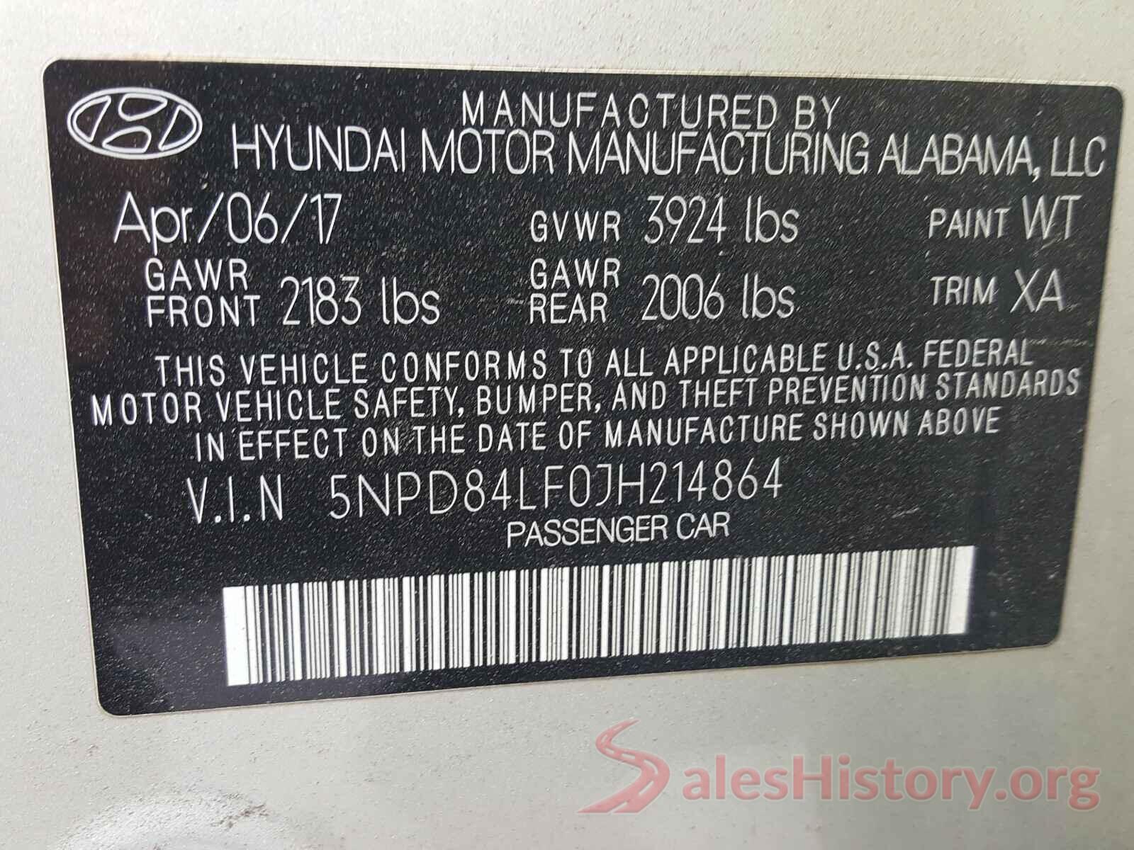 5NPD84LF0JH214864 2018 HYUNDAI ELANTRA