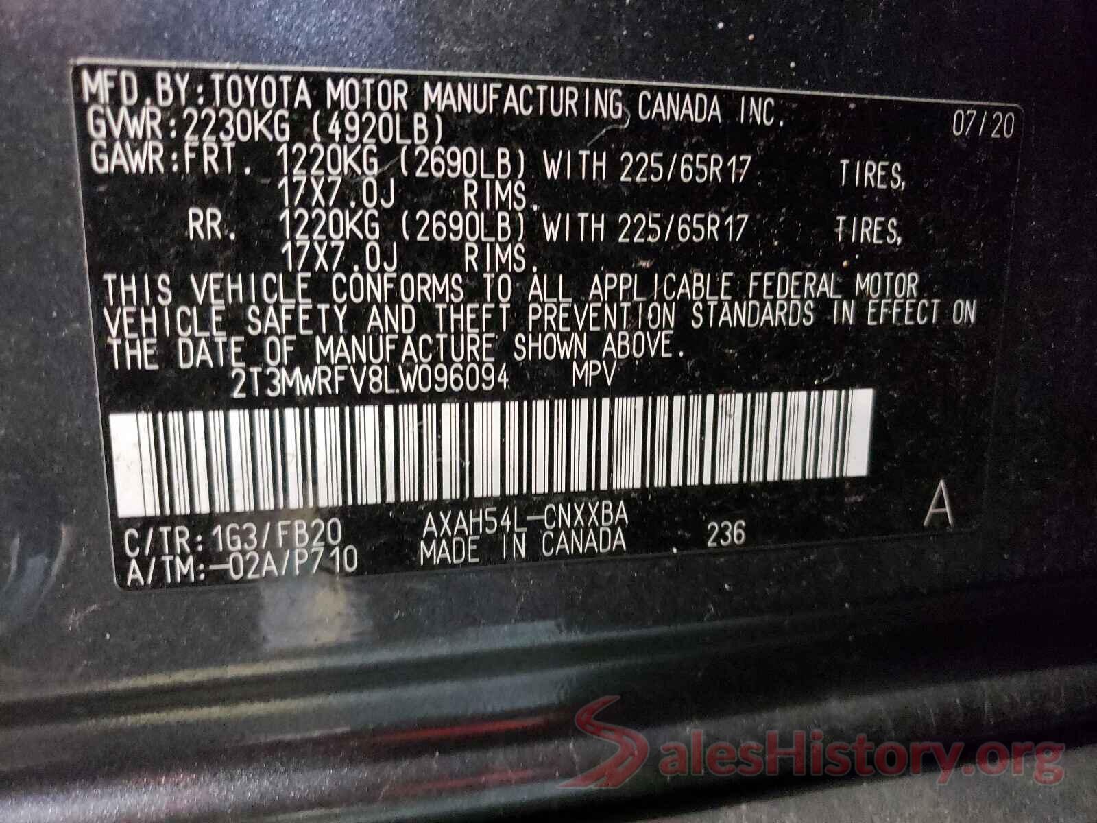 2T3MWRFV8LW096094 2020 TOYOTA RAV4