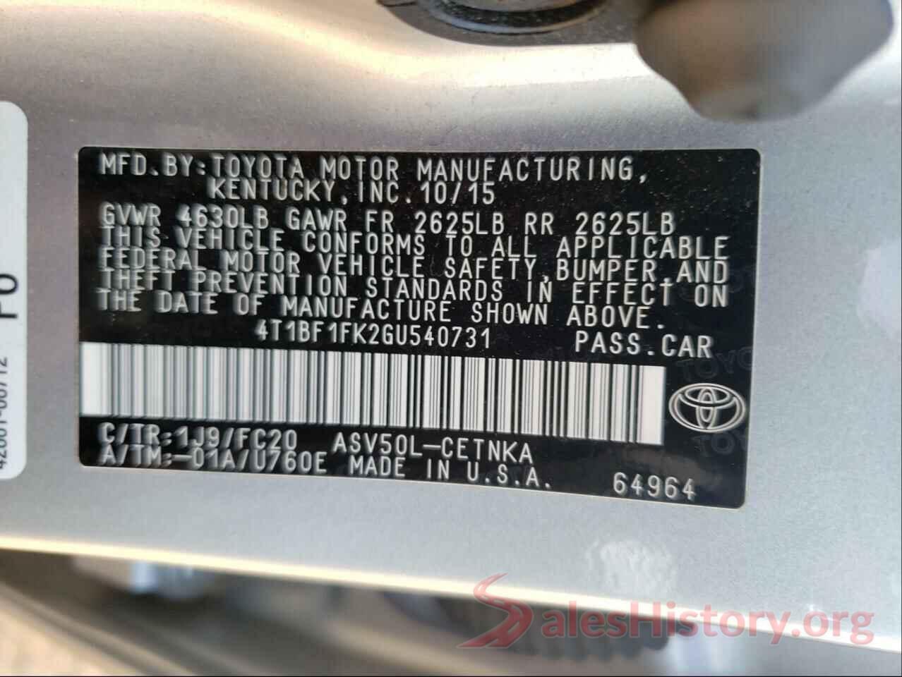 4T1BF1FK2GU540731 2016 TOYOTA CAMRY