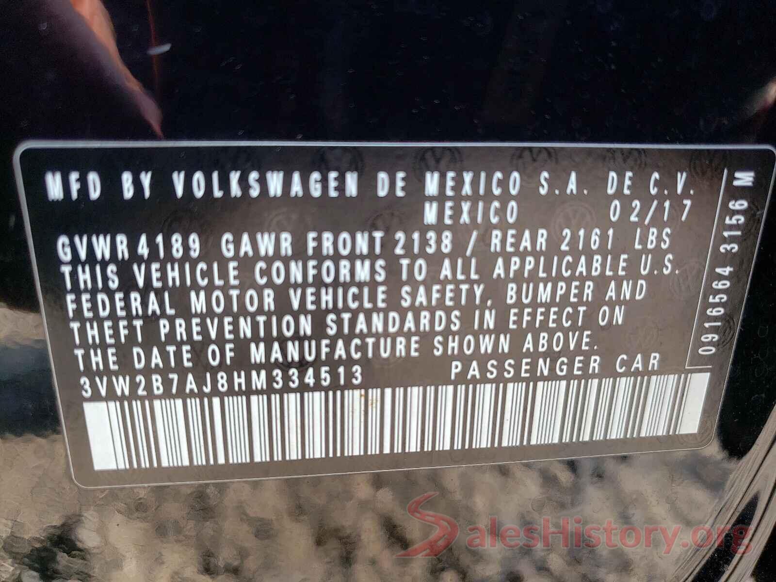 3VW2B7AJ8HM334513 2017 VOLKSWAGEN JETTA