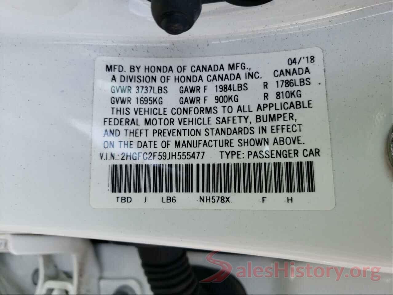 2HGFC2F59JH555477 2018 HONDA CIVIC