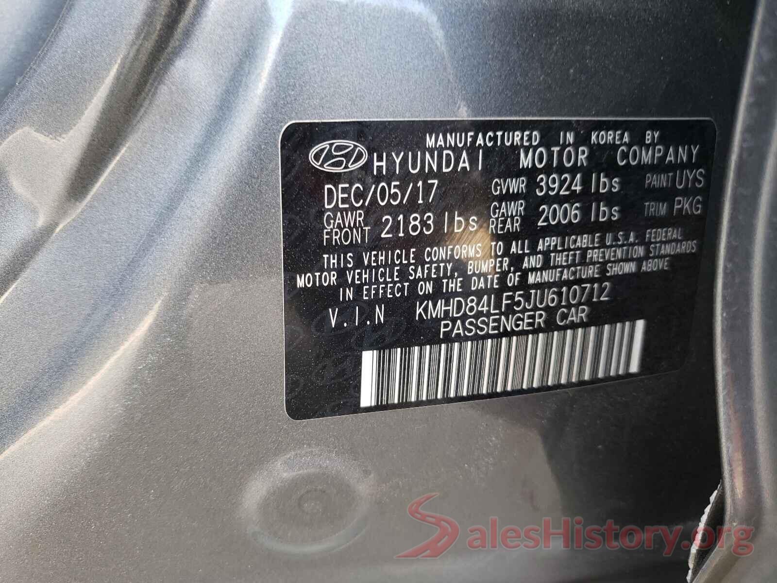 KMHD84LF5JU610712 2018 HYUNDAI ELANTRA