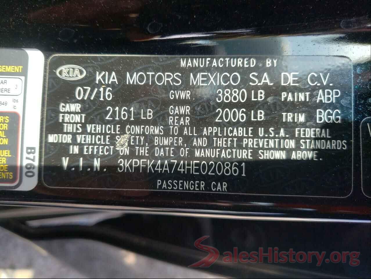 3KPFK4A74HE020861 2017 KIA FORTE