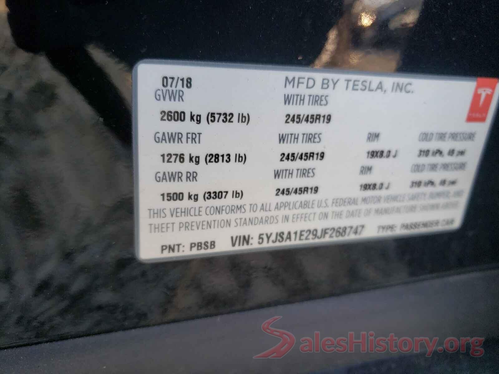 5YJSA1E29JF268747 2018 TESLA MODEL S