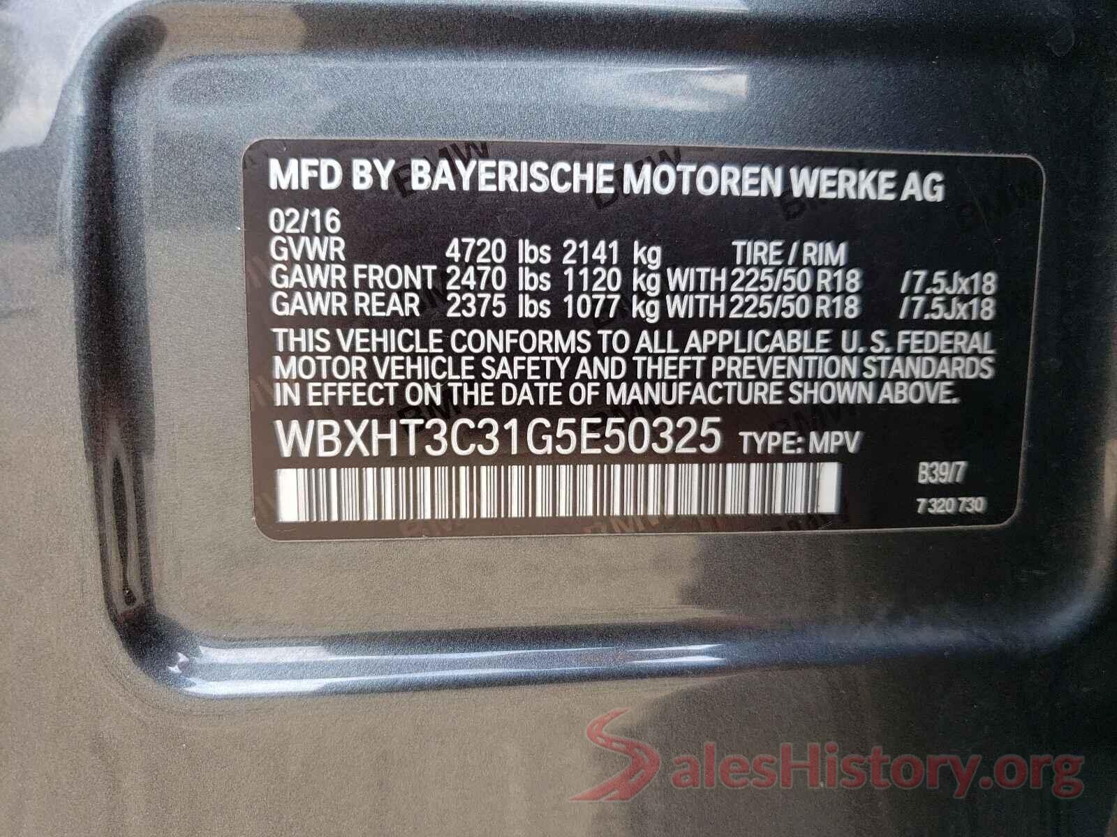 WBXHT3C31G5E50325 2016 BMW X1