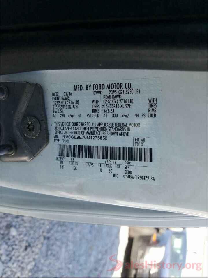 NM0GE9E70G1275850 2016 FORD TRANSIT CO