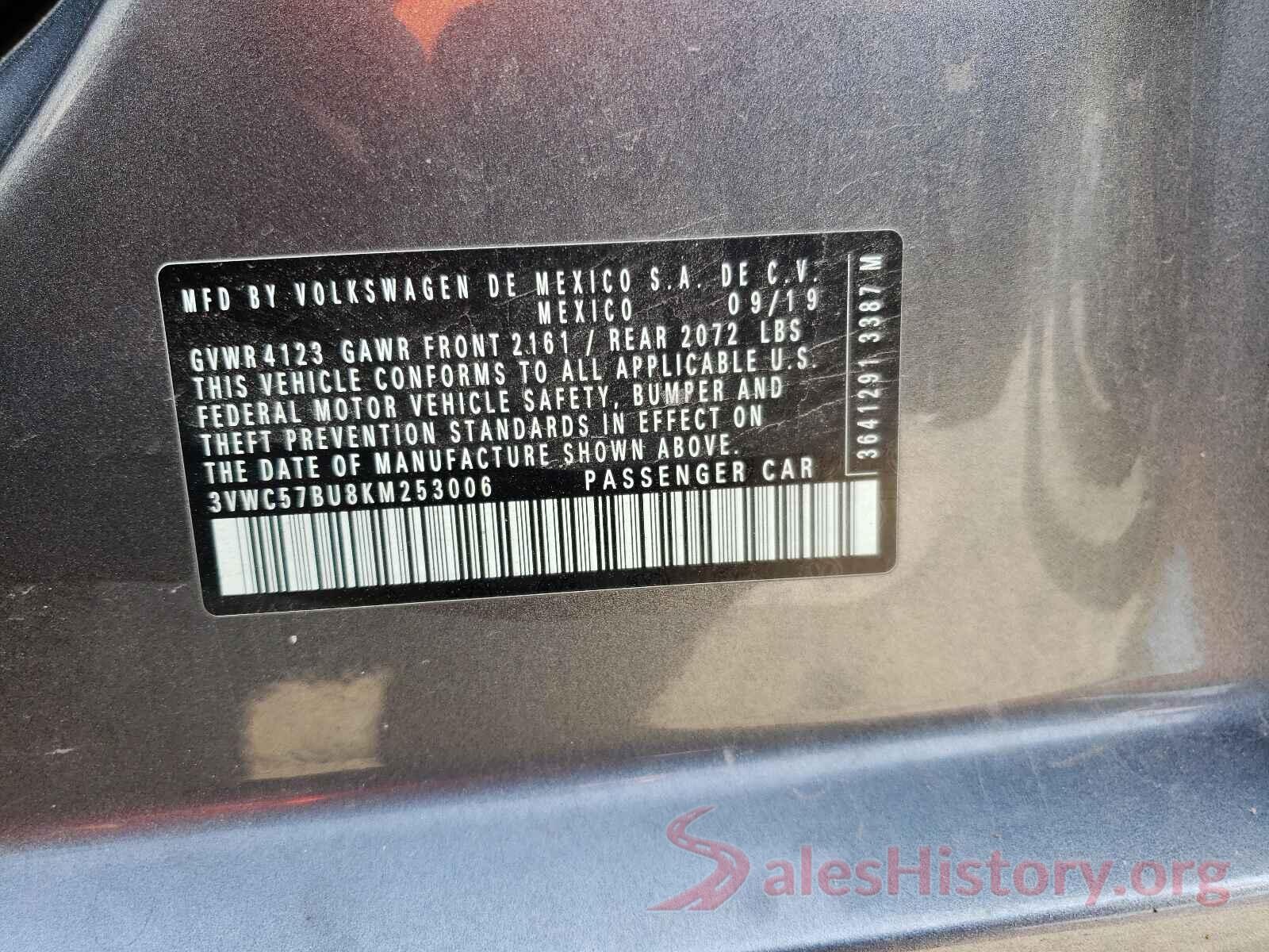 3VWC57BU8KM253006 2019 VOLKSWAGEN JETTA