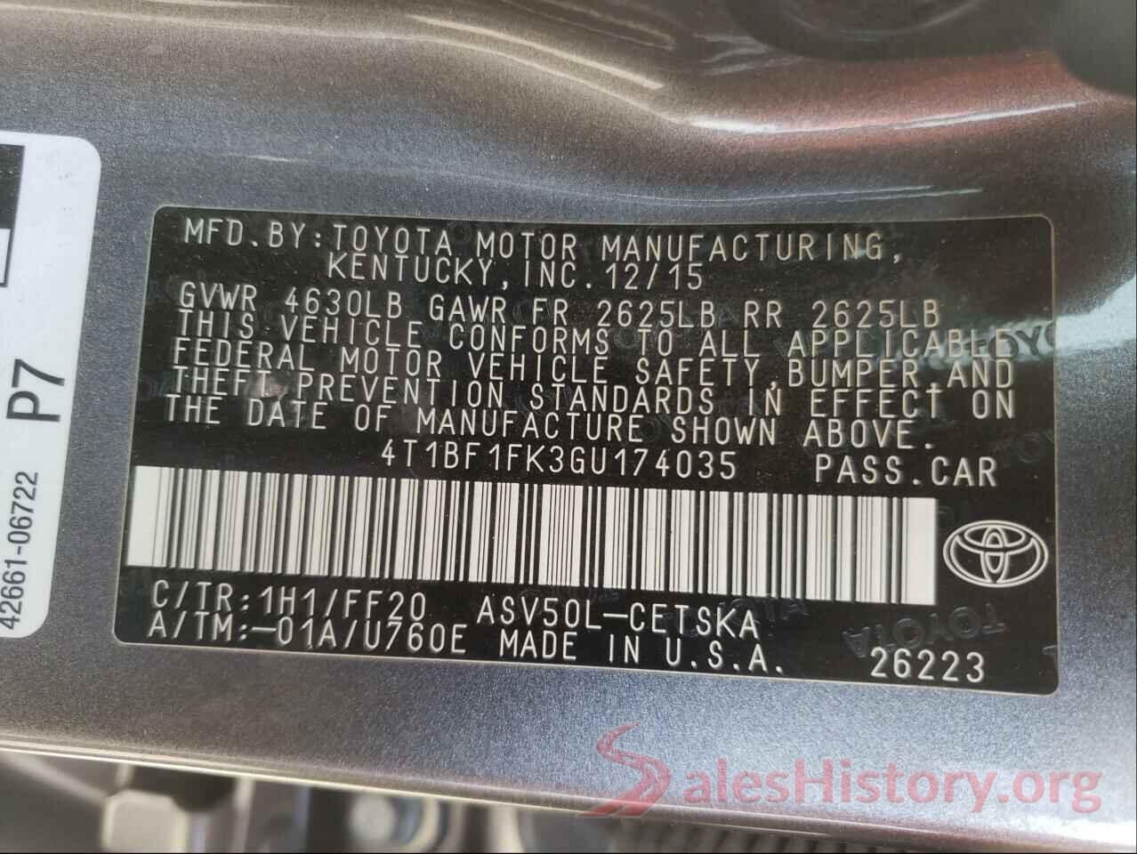 4T1BF1FK3GU174035 2016 TOYOTA CAMRY