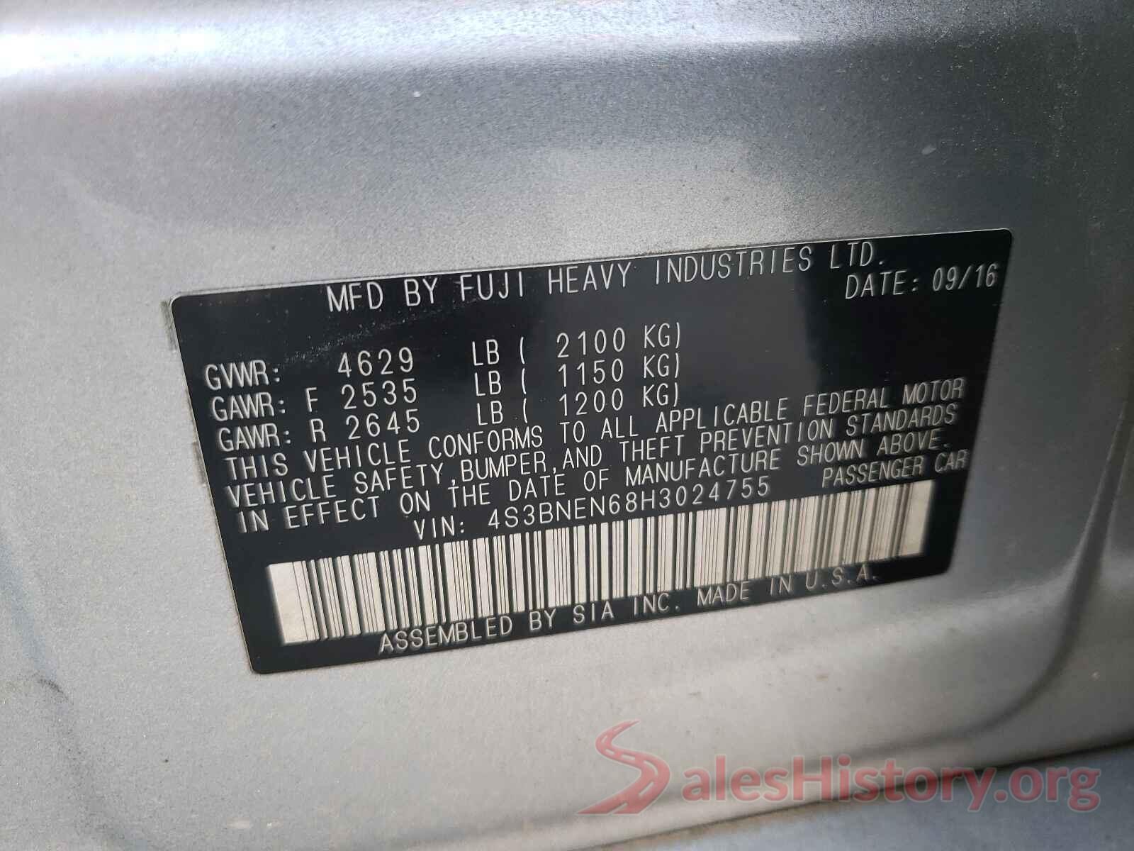 4S3BNEN68H3024755 2017 SUBARU LEGACY