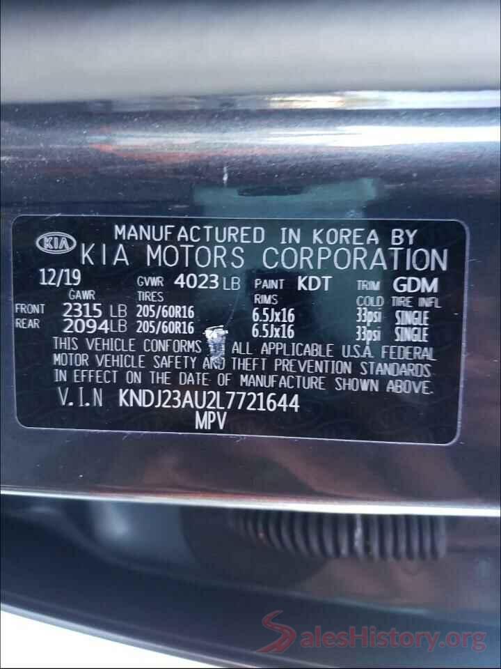 KNDJ23AU2L7721644 2020 KIA SOUL