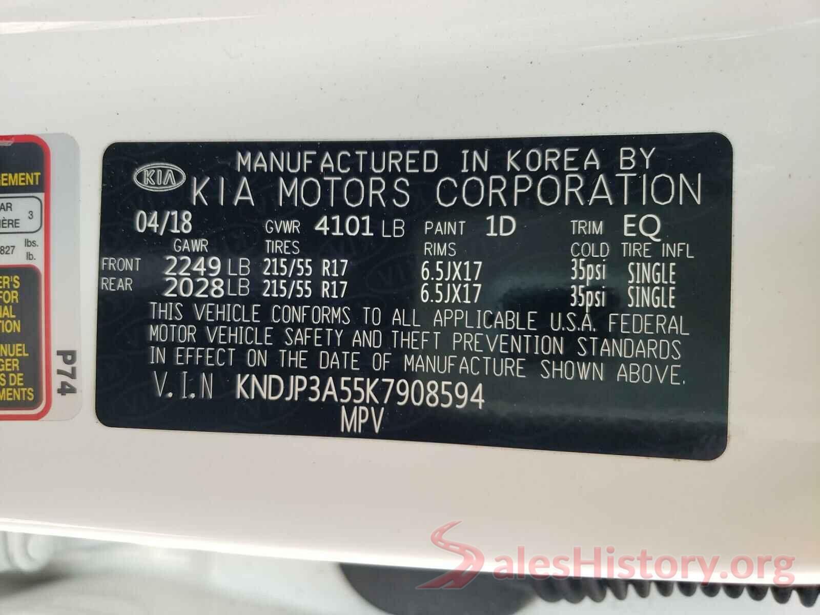 KNDJP3A55K7908594 2019 KIA SOUL