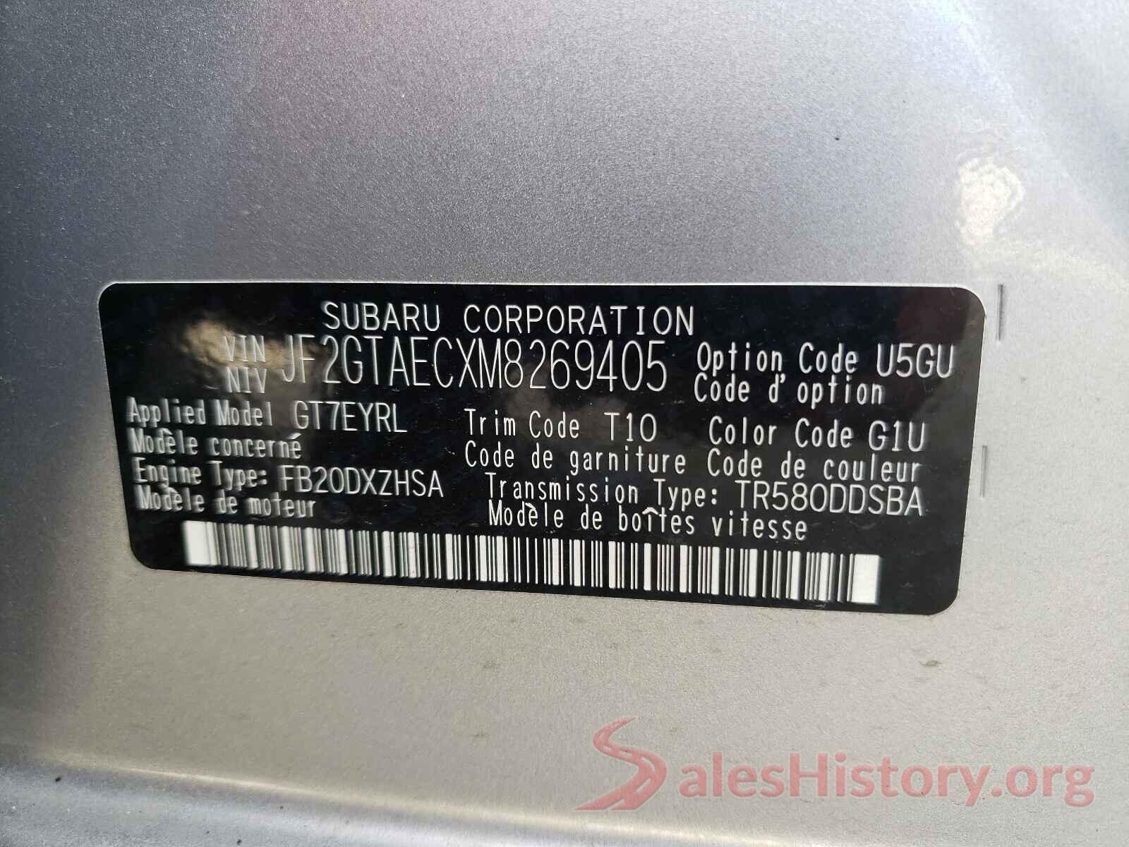 JF2GTAECXM8269405 2021 SUBARU CROSSTREK