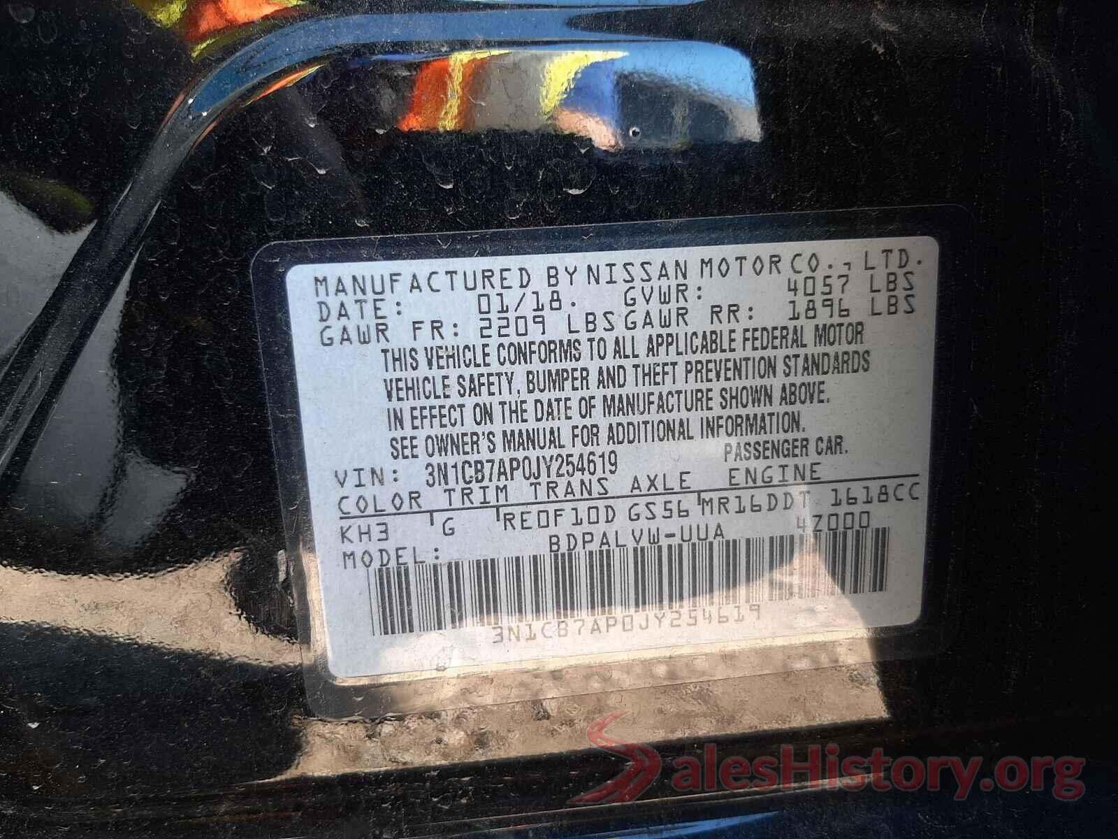 3N1CB7AP0JY254619 2018 NISSAN SENTRA