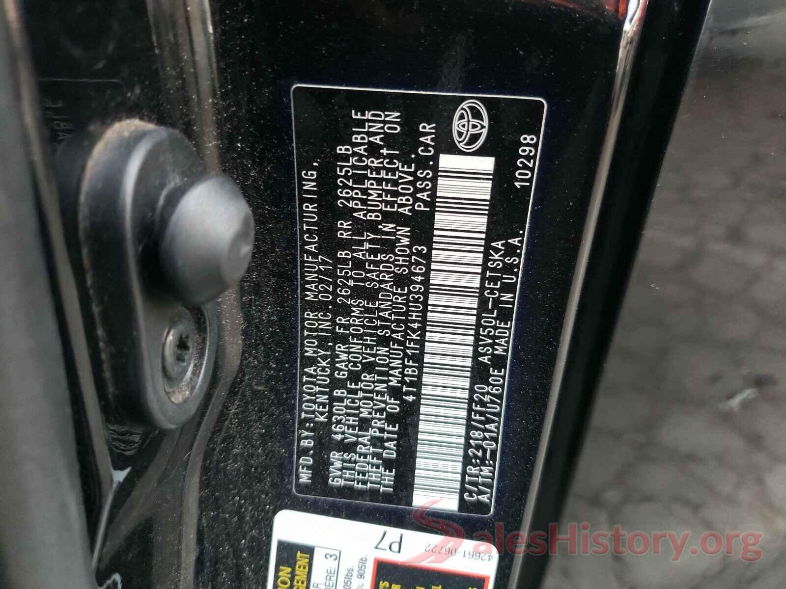 4T1BF1FK4HU394673 2017 TOYOTA CAMRY