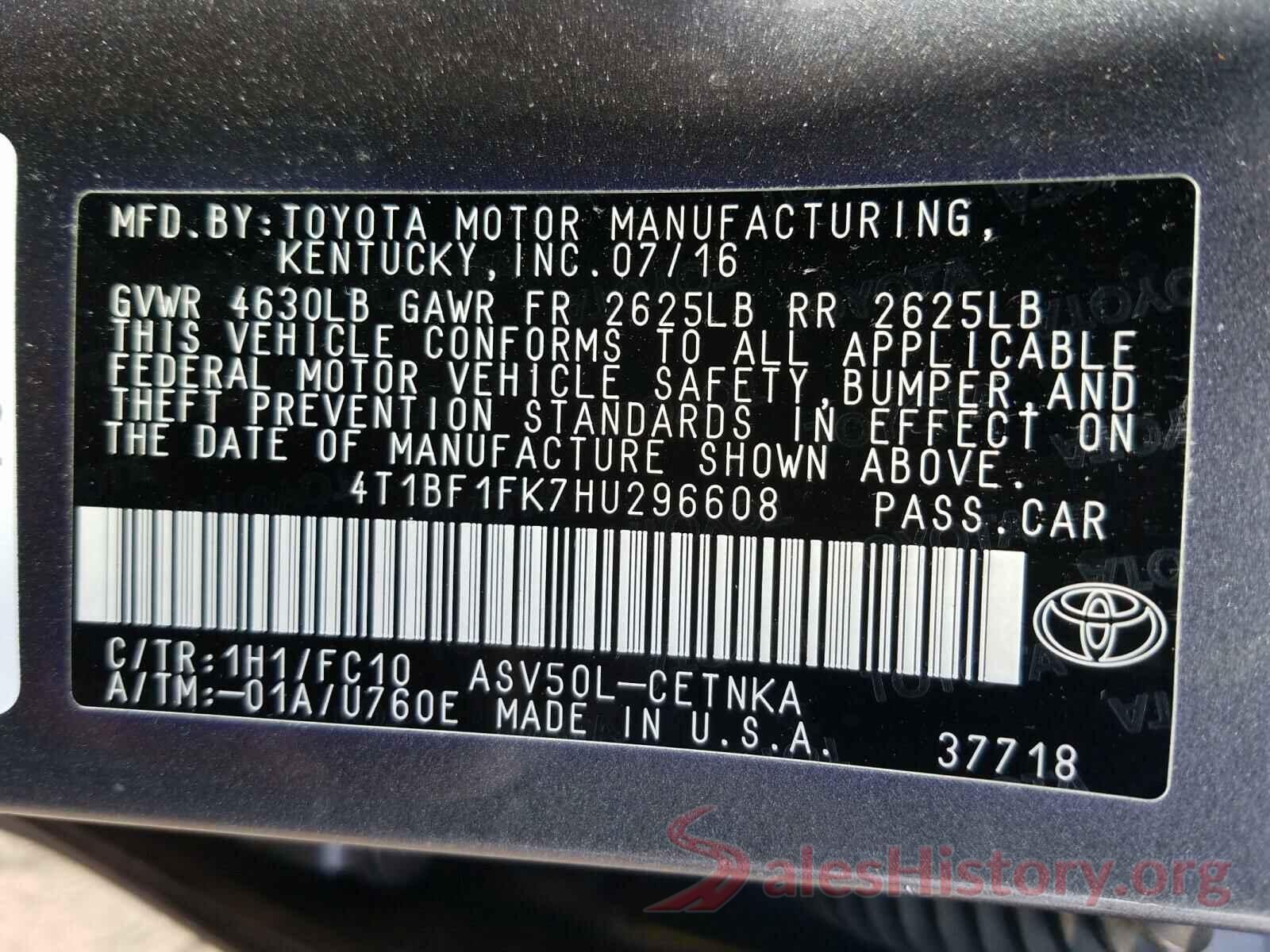 4T1BF1FK7HU296608 2017 TOYOTA CAMRY