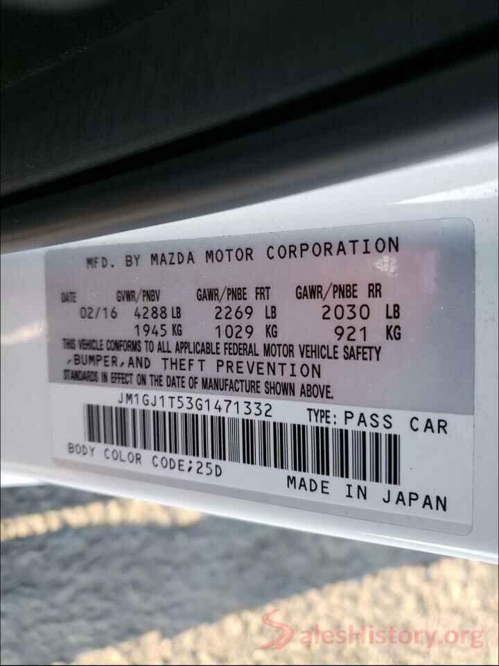 JM1GJ1T53G1471332 2016 MAZDA 6