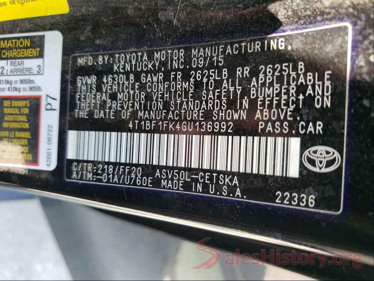 4T1BF1FK4GU136992 2016 TOYOTA CAMRY