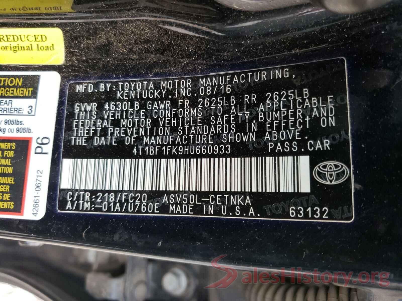 4T1BF1FK9HU660933 2017 TOYOTA CAMRY