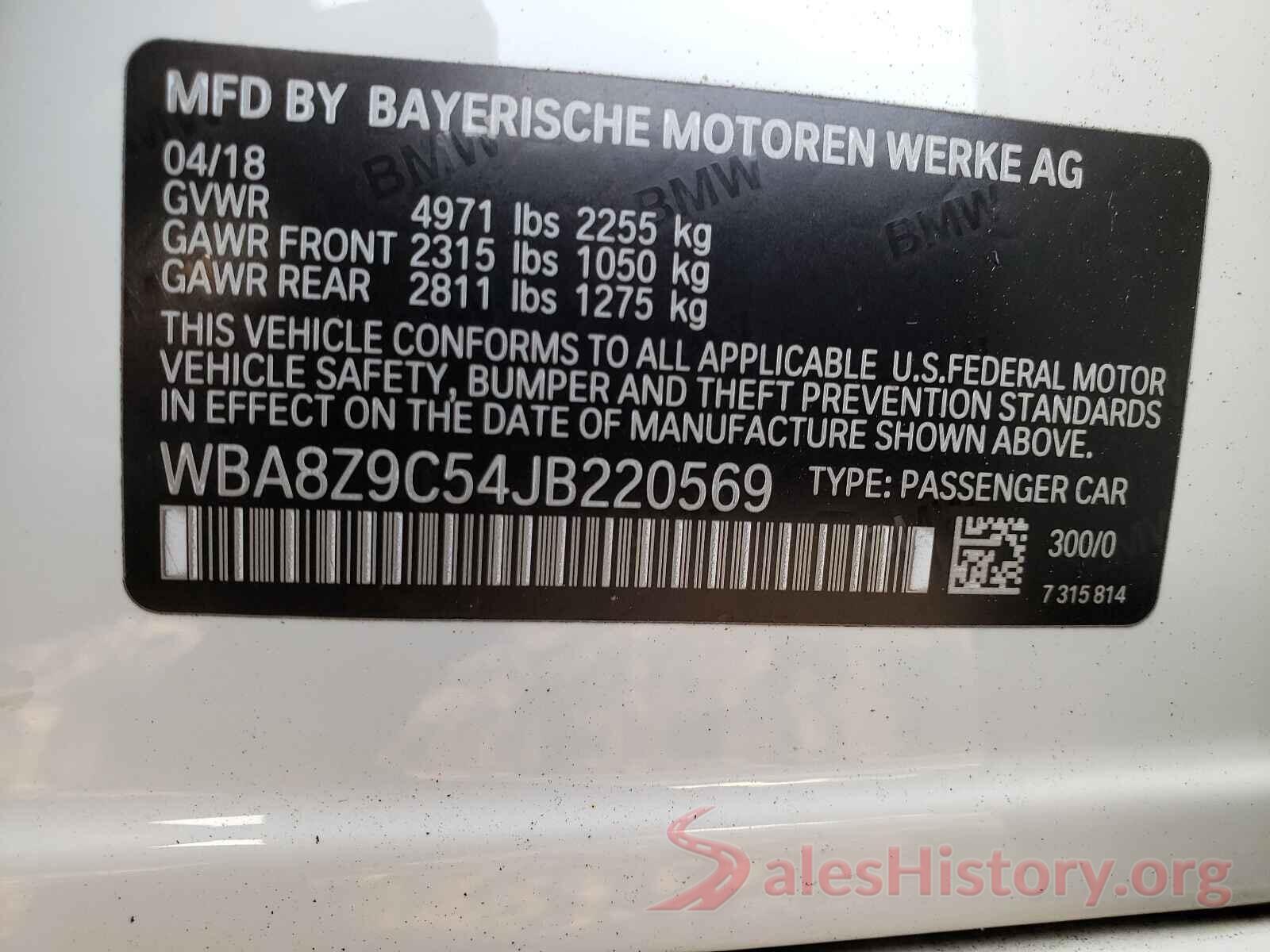 WBA8Z9C54JB220569 2018 BMW 3 SERIES