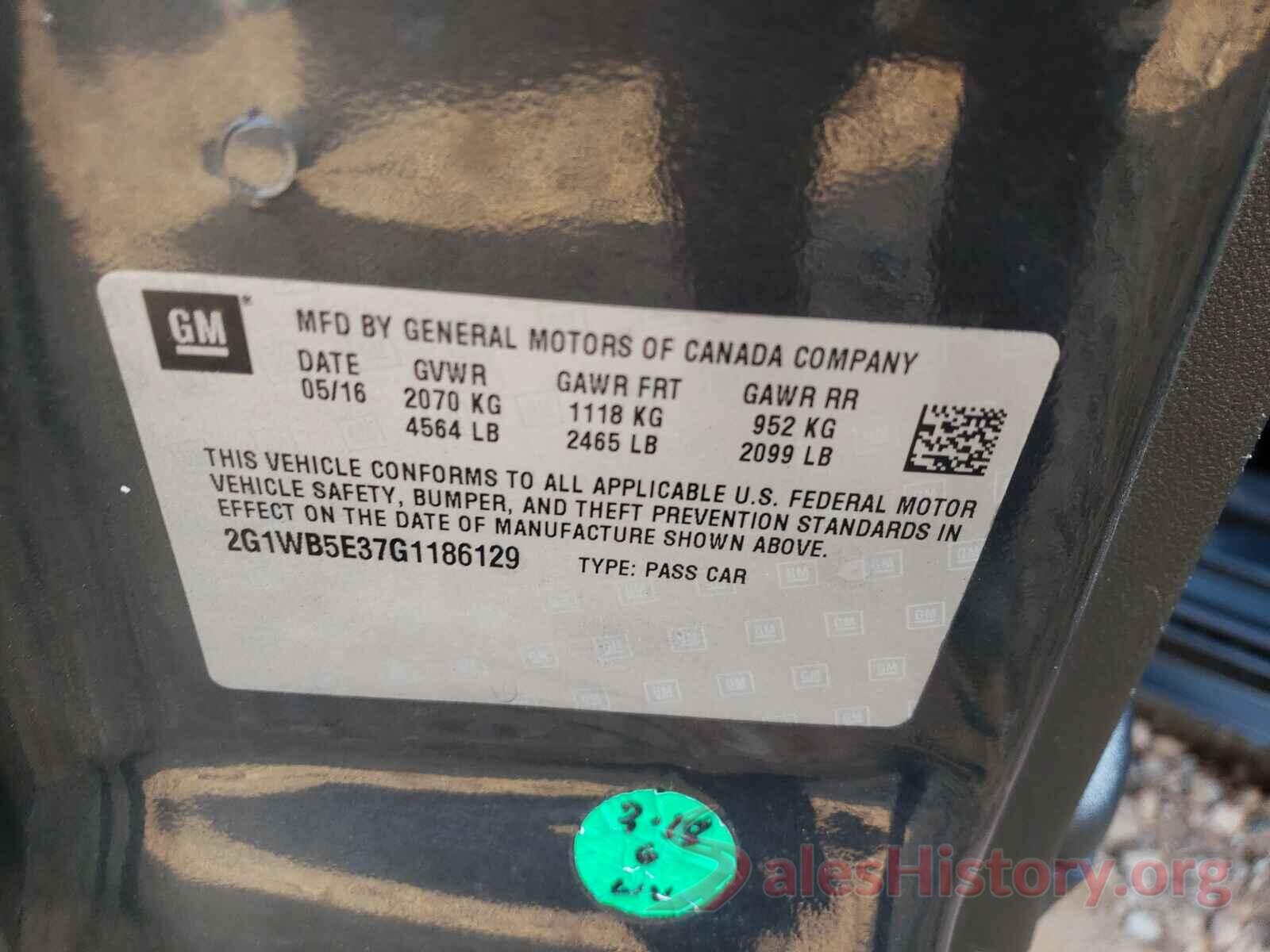 2G1WB5E37G1186129 2016 CHEVROLET IMPALA