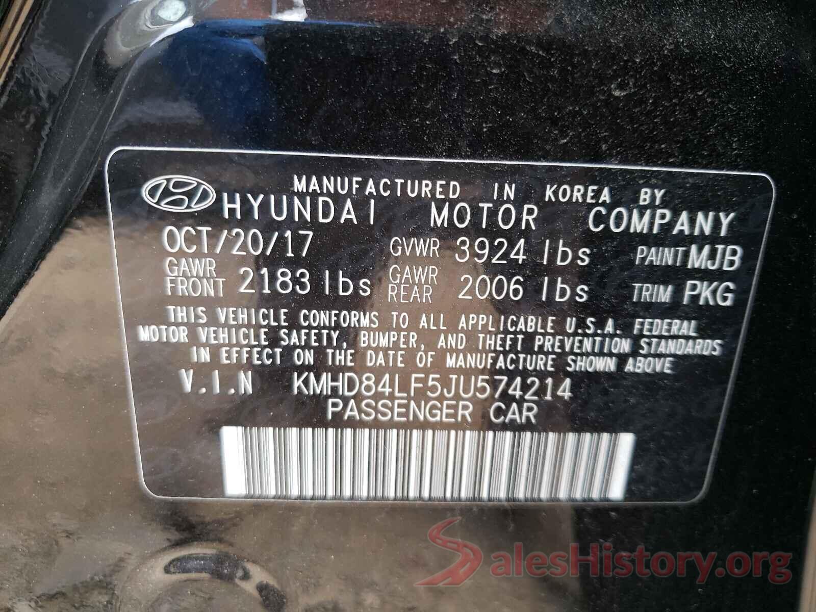 KMHD84LF5JU574214 2018 HYUNDAI ELANTRA