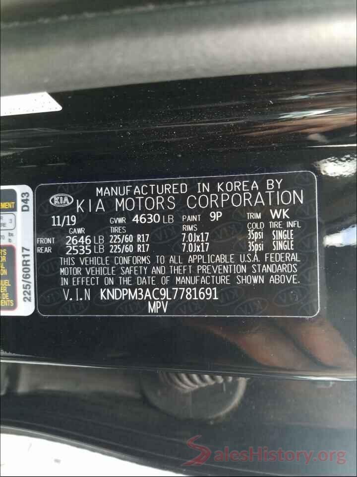 KNDPM3AC9L7781691 2020 KIA SPORTAGE