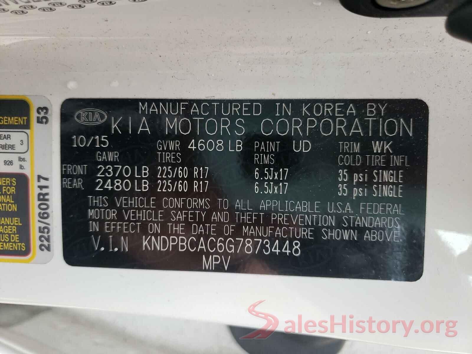 KNDPBCAC6G7873448 2016 KIA SPORTAGE