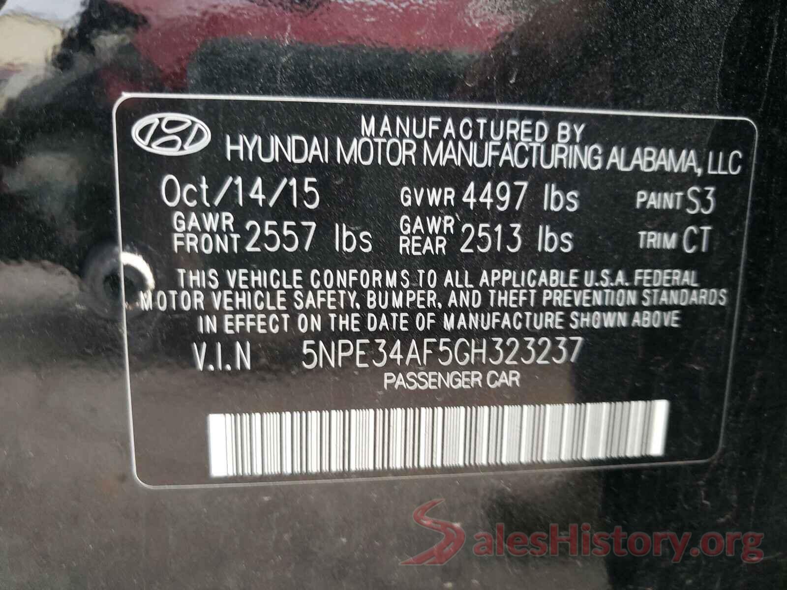 5NPE34AF5GH323237 2016 HYUNDAI SONATA