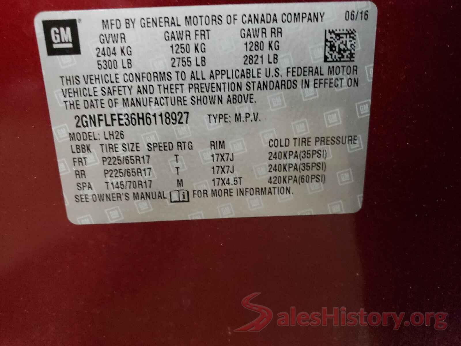 2GNFLFE36H6118927 2017 CHEVROLET EQUINOX