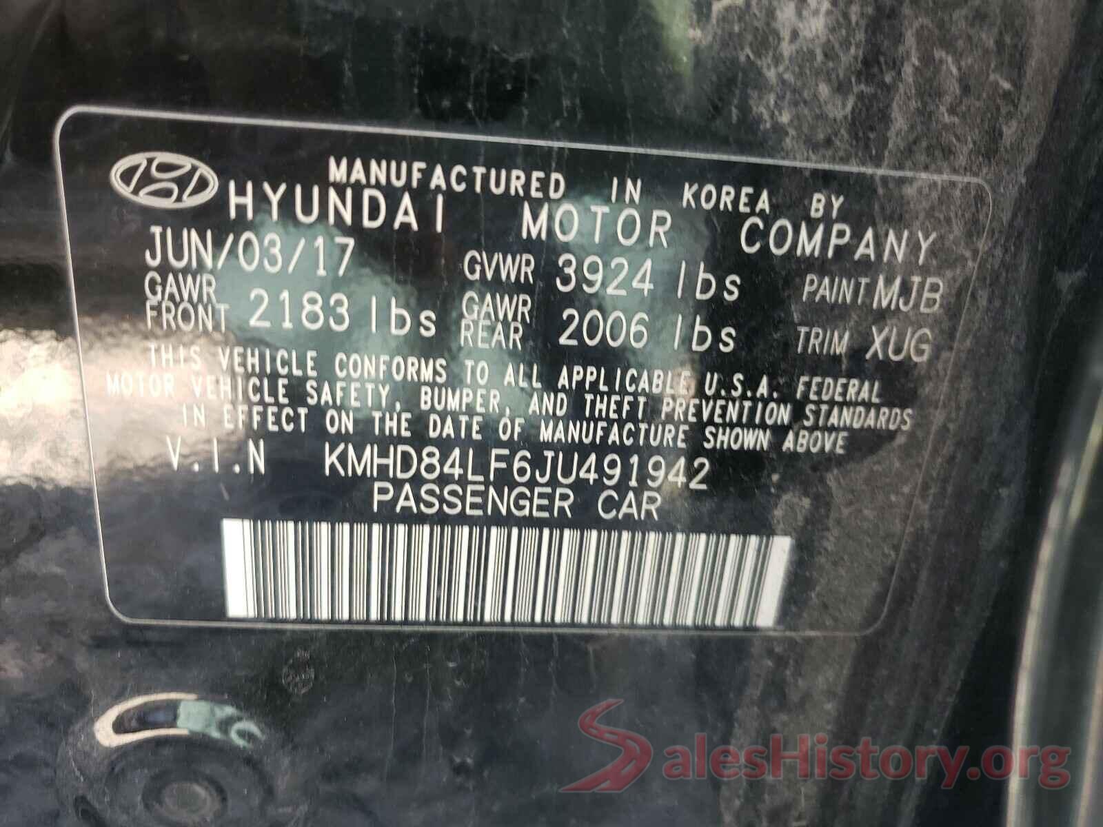 KMHD84LF6JU491942 2018 HYUNDAI ELANTRA