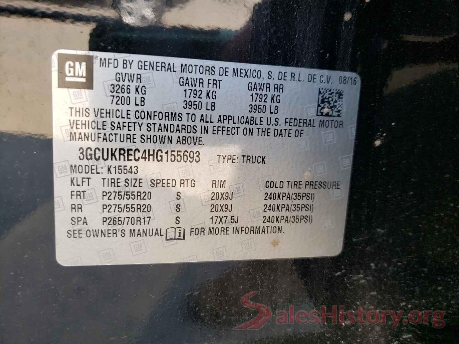 3GCUKREC4HG155693 2017 CHEVROLET SILVERADO