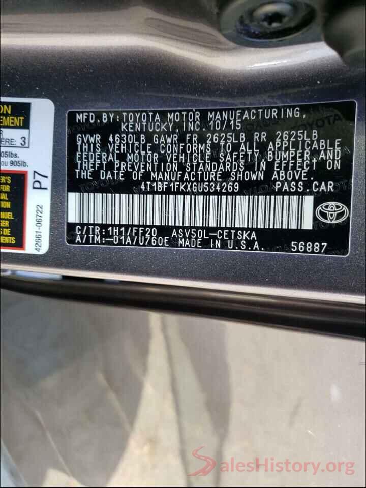 4T1BF1FKXGU534269 2016 TOYOTA CAMRY