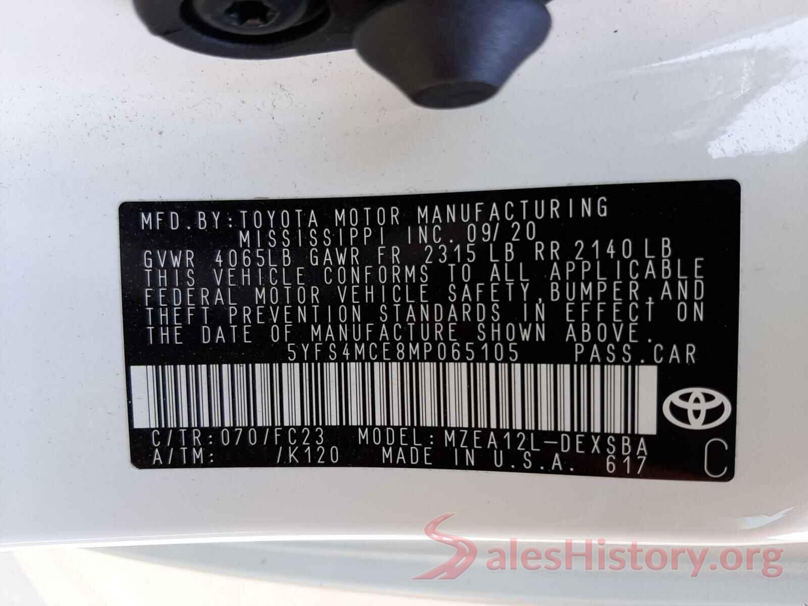 5YFS4MCE8MP065105 2021 TOYOTA COROLLA