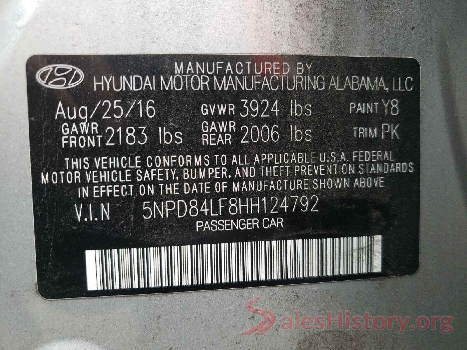 5NPD84LF8HH124792 2017 HYUNDAI ELANTRA