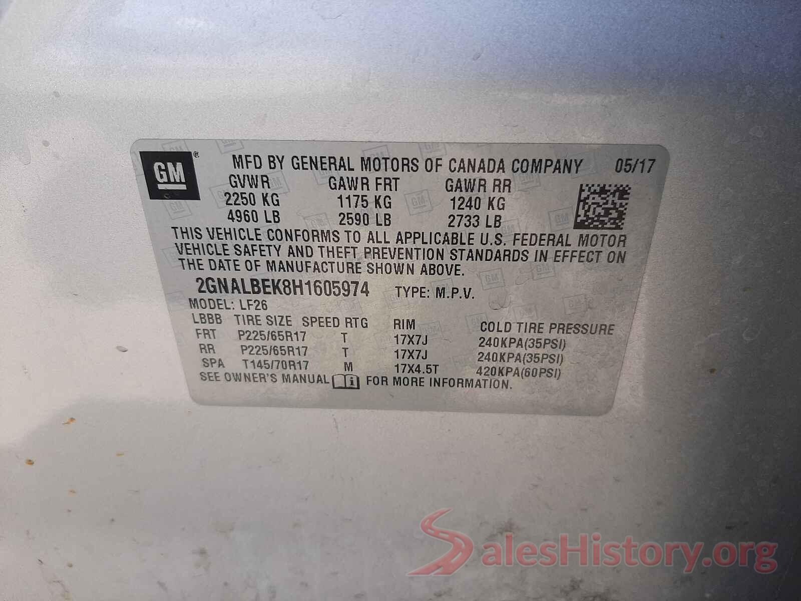 2GNALBEK8H1605974 2017 CHEVROLET EQUINOX