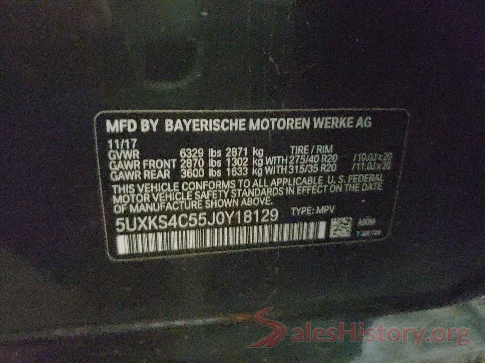 5UXKS4C55J0Y18129 2018 BMW X5