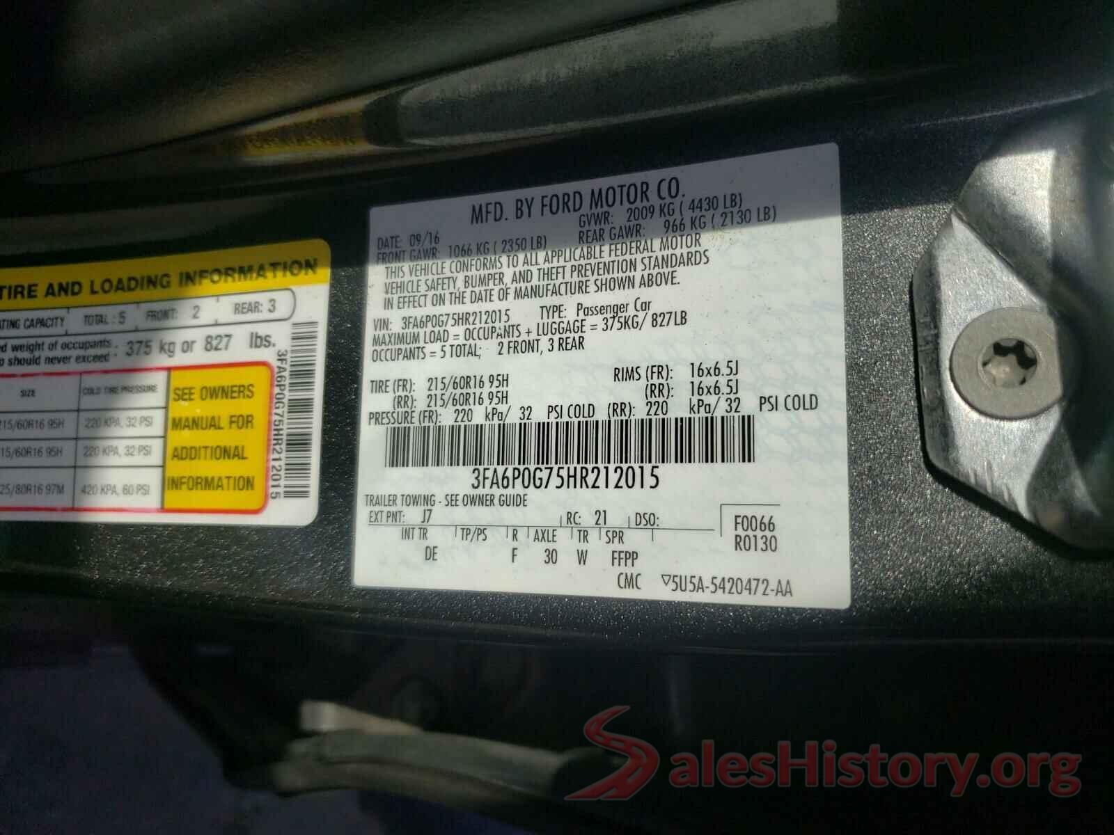 3FA6P0G75HR212015 2017 FORD FUSION