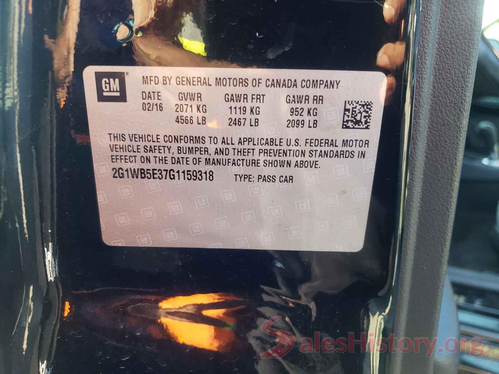 2G1WB5E37G1159318 2016 CHEVROLET IMPALA