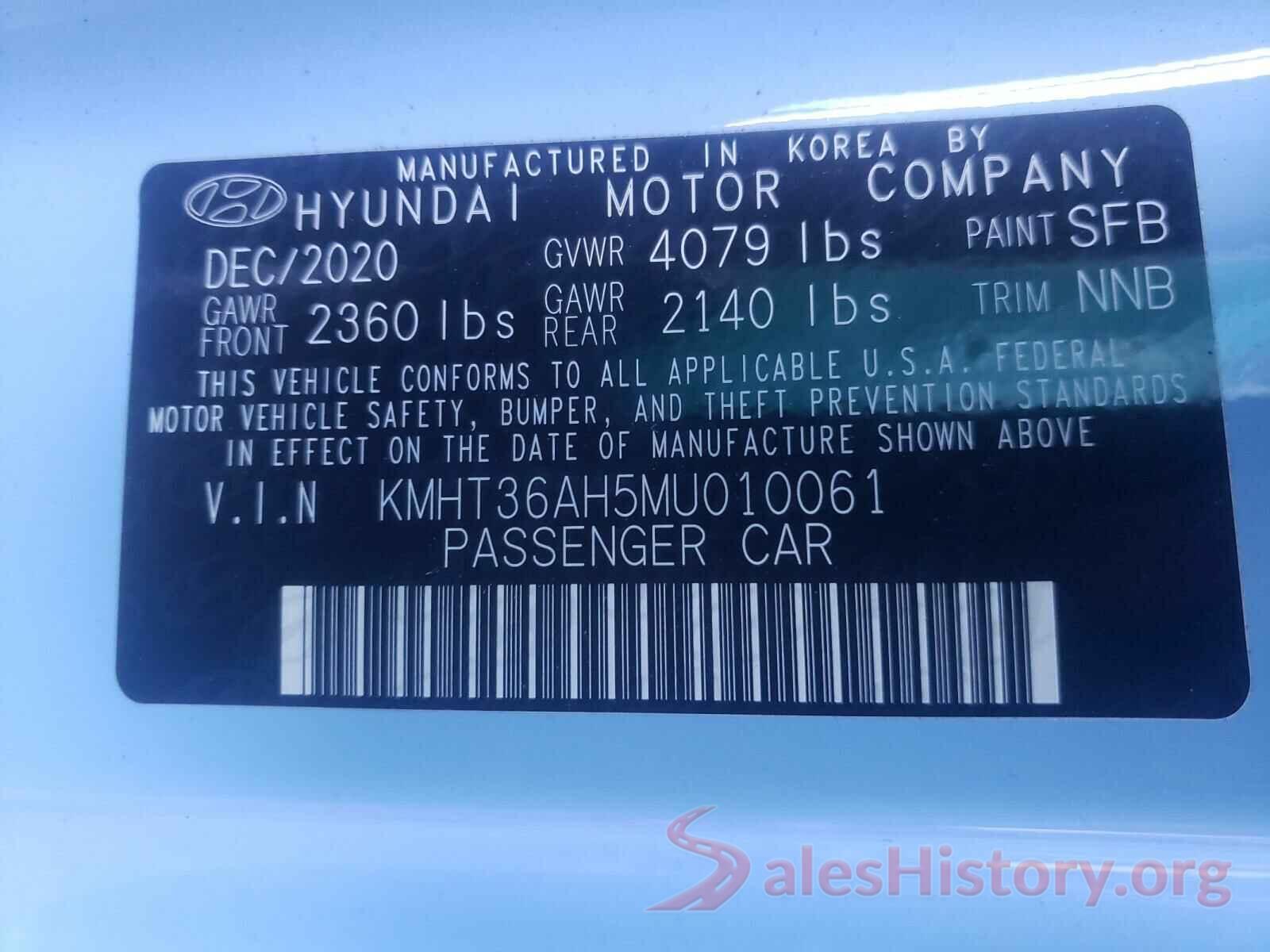 KMHT36AH5MU010061 2021 HYUNDAI VELOSTER