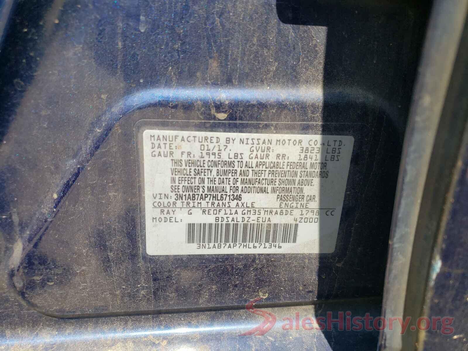 3N1AB7AP7HL671346 2017 NISSAN SENTRA