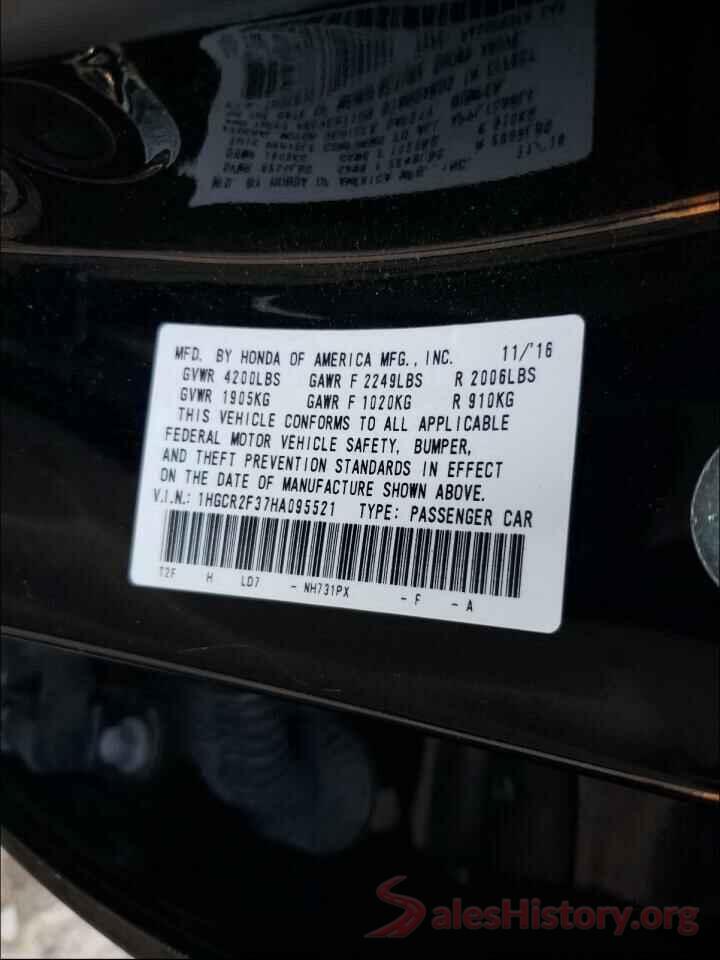 1HGCR2F37HA095521 2017 HONDA ACCORD