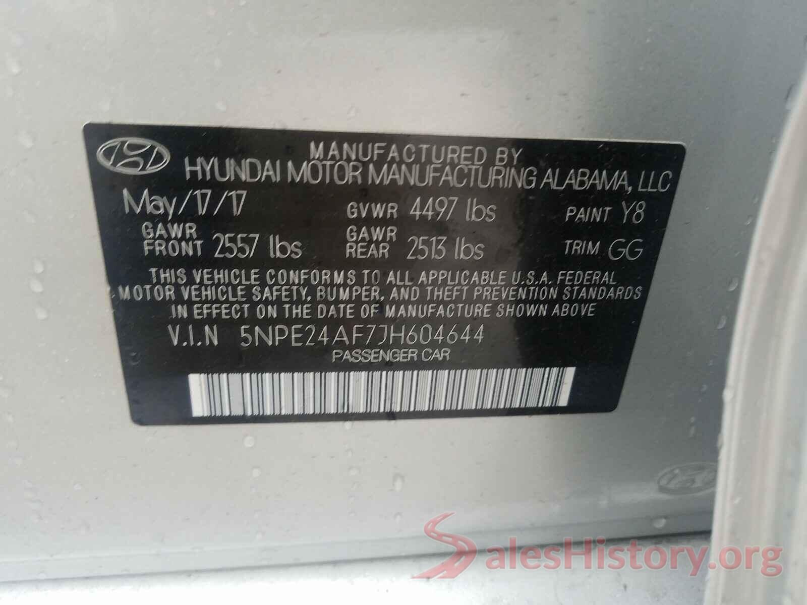 5NPE24AF7JH604644 2018 HYUNDAI SONATA